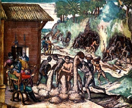 Spaniard Supervising Slaves in Hispaniola